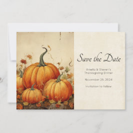 Thanksgivingen orange Pumpkins Rustic Autumn Spara Datumet