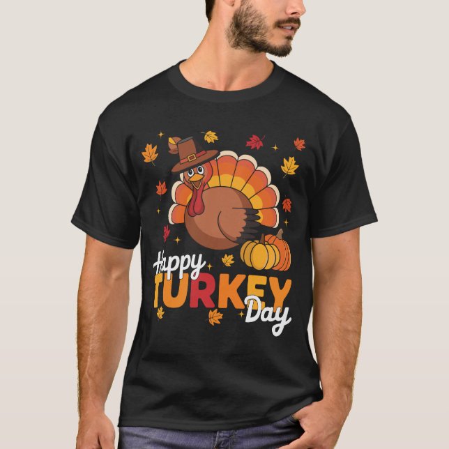 Thanksgivingen Pajamas Fall, lycklig, Turkiet-dage T Shirt (Framsida)