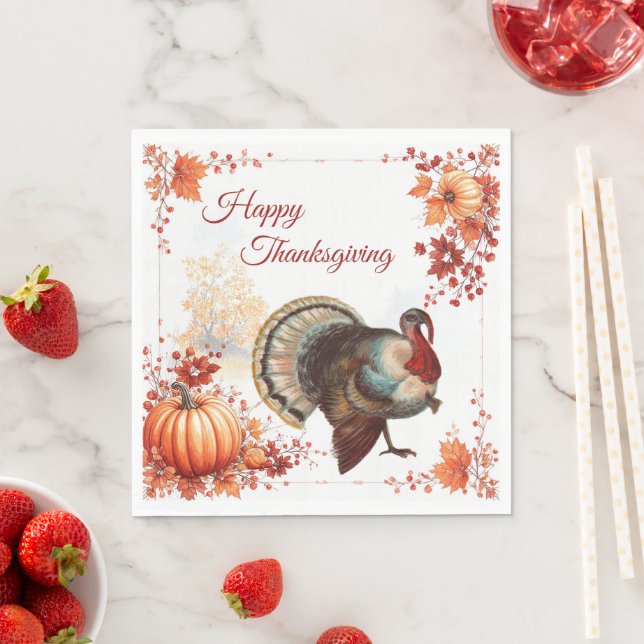 Thanksgivingen Patriotic Turkey Pappersservett (Insitu)