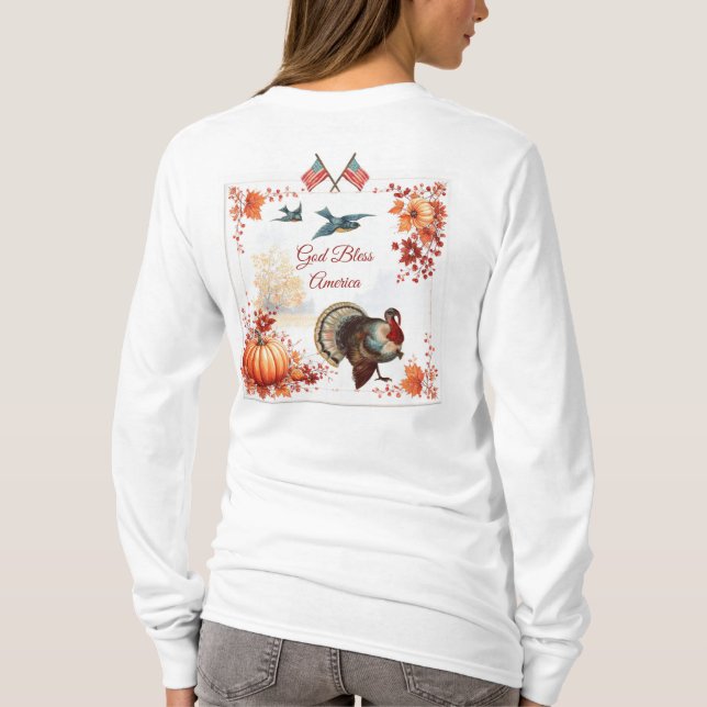 Thanksgivingen Patriotic Turkey T Shirt (Baksida)