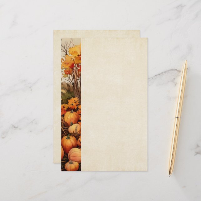 Thanksgivingen Pumpkin Farm Fall Harvest Brevpapper (Fram/Back In Situ)