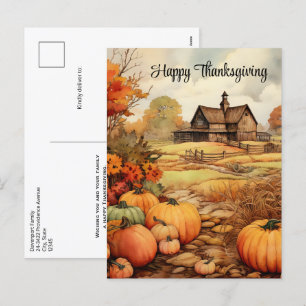 Thanksgivingen Pumpkin Farm Fall Harvest Helg Vykort