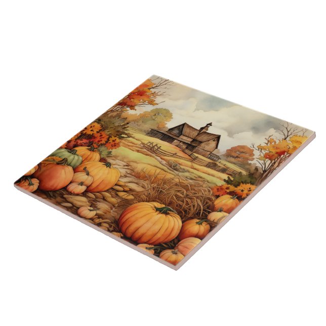 Thanksgivingen Pumpkin Farm Fall Harvest Kakelplatta (Sidan)