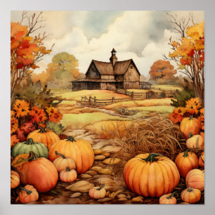 Thanksgivingen Pumpkin Farm Fall Harvest Poster