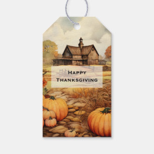 Thanksgivingen Pumpkin Farm Fall Harvest Presentetikett