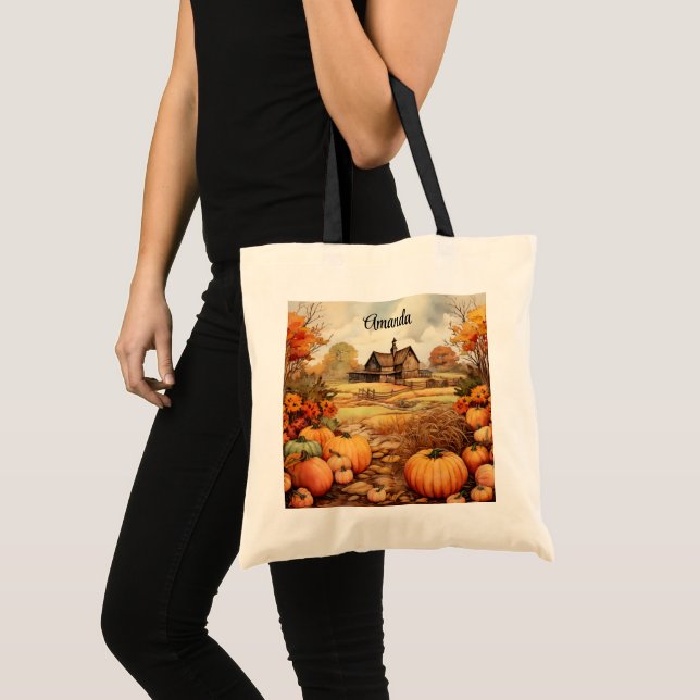 Thanksgivingen Pumpkin Farm Fall Harvest Tygkasse (Framsida (produkt))