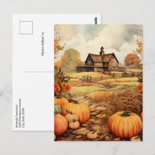 Thanksgivingen Pumpkin Farm Fall Harvest Vykort