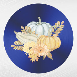 Thanksgivingen Pumpkins Blue Gourds Flowers Runt Klistermärke