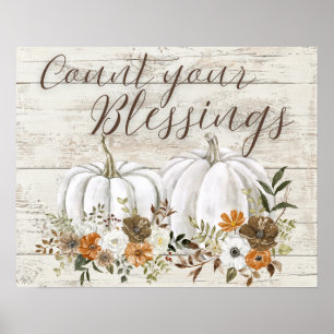 Thanksgivingen "Räkna dina välsignelser", väggkons Poster