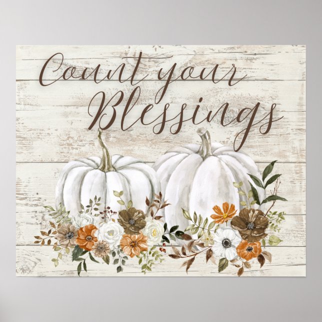 Thanksgivingen "Räkna dina välsignelser", väggkons Poster (Framsidan)