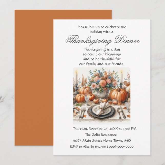 Thanksgivingen Rustic Elegance Family Friends Inbjudningar (Fram/baksida)