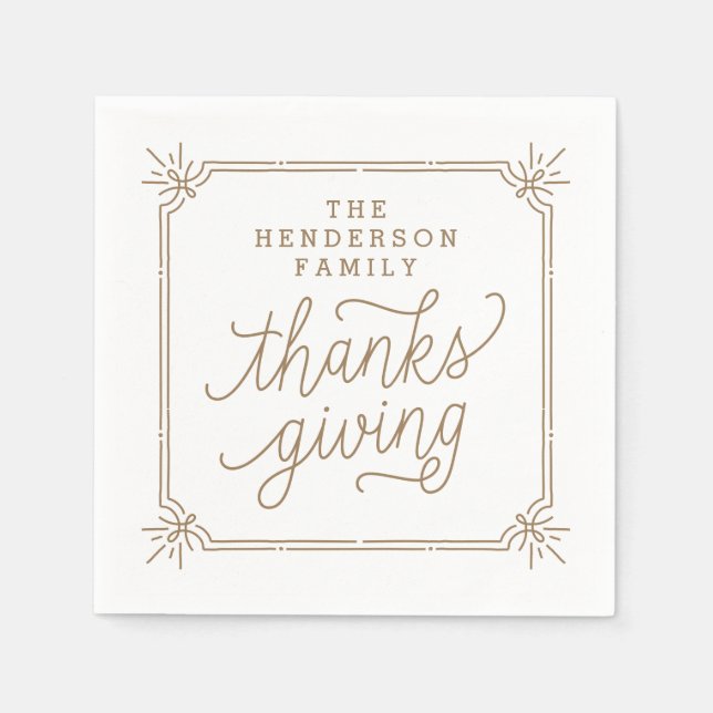 Thanksgivingen Rustic Ram Personlig Family Pappersservett (Framsidan)