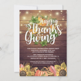 Thanksgivingen Rustic Wood Autumn Maple Party Inbjudningar