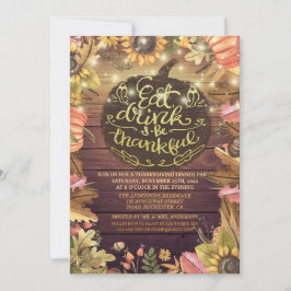 Thanksgivingen Rustic Wood Autumn Maple Party Inbjudningar