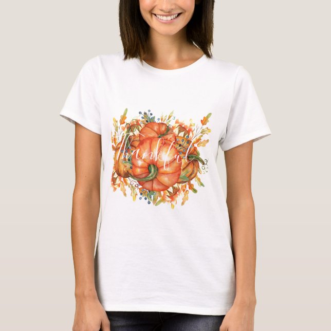 Thanksgivingen Sage Grönt & Orange Pumpkin Bounty T Shirt (Framsida)