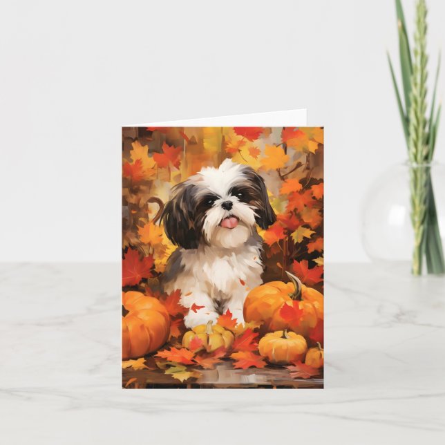 Thanksgivingen Shih Tzu Autumn Kort (Framsida)