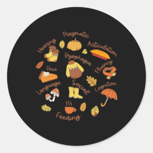 Thanksgivingen SLP för tal Therapy Language Pathol Runt Klistermärke