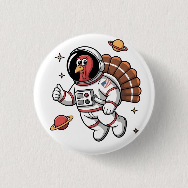 Thanksgivingen Space Turkey Astronaut Gobbler Knapp (Framsida)