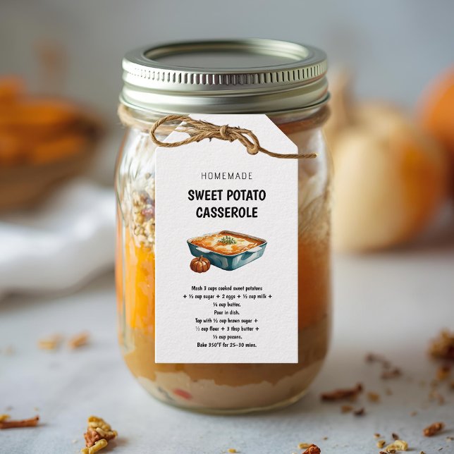 Thanksgivingen Sweet Potato Casserole Recipe Presentetikett (Skapare uppladdad)