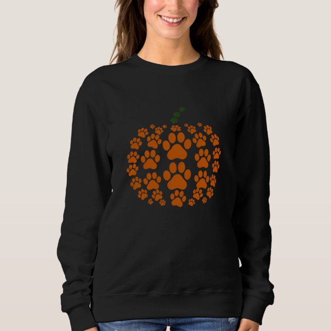 Thanksgivingen Tass Pumpkin Paw Print Hund T Shirt (Framsida)