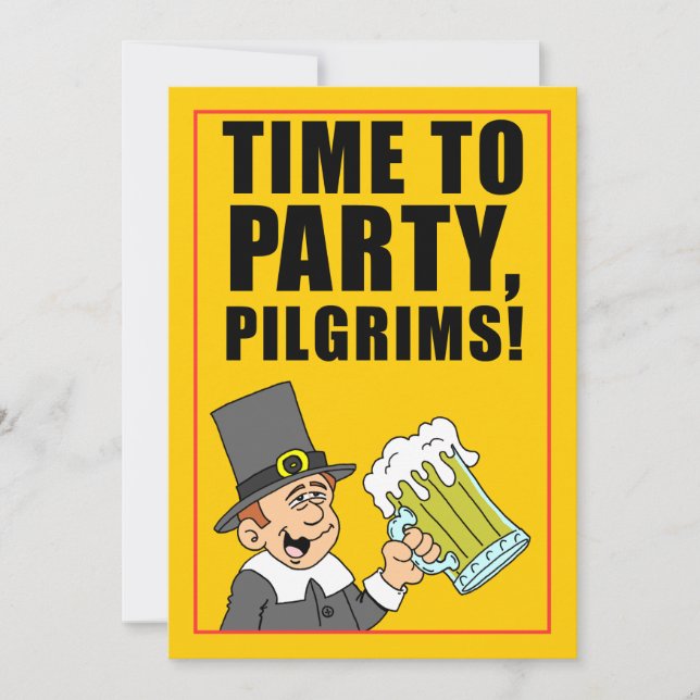 Thanksgivingen Tid till Party Pilgrims Inbjudningar (Framsida)