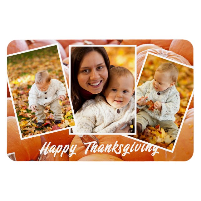 Thanksgivingen Trendig Orange Red Family Photos Magnet (Horisontell)