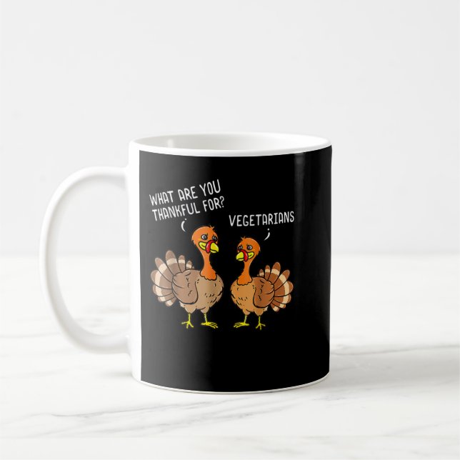 Thanksgivingen Turkey Talking Thankful Vegetarians Kaffemugg (Vänster)