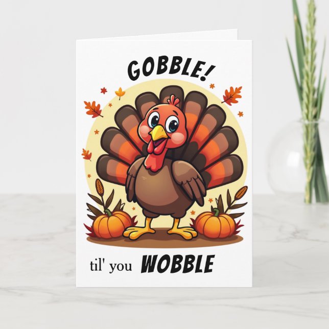 Thanksgivingen Turkiet Gobble Wobble Funy Turkiet Helgkort (Framsida)