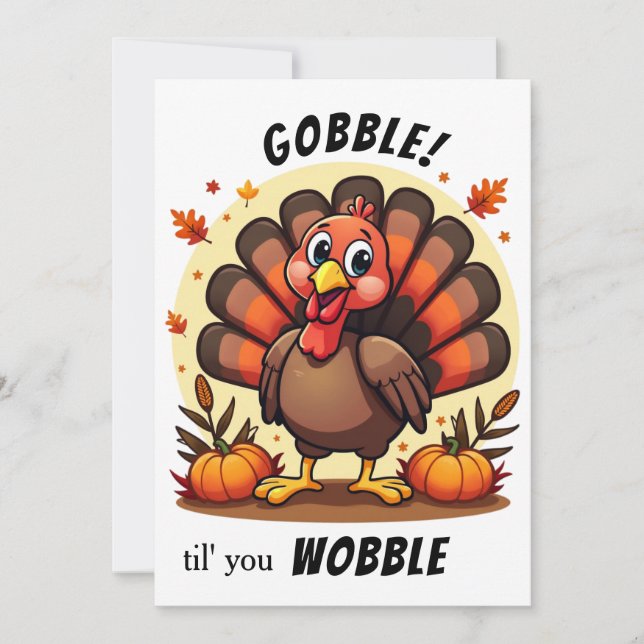 Thanksgivingen Turkiet Gobble Wobble Funy Turkiet Julkort (Framsida)