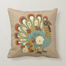 Thanksgivingen Turkiet på fauxBurlap kudder Kudde