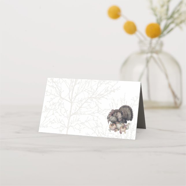 Thanksgivingen Turkiska vattenfärger Placeringskort (Framsida)