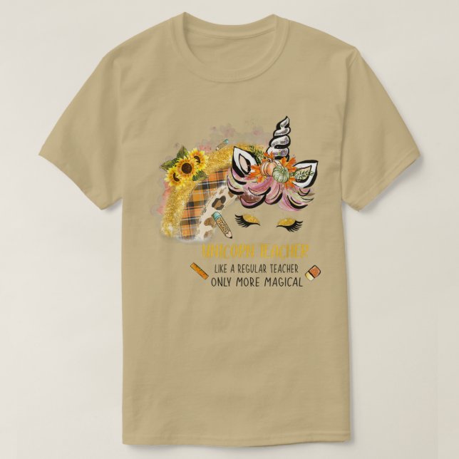 Thanksgivingen Unicorn Unicorn Teacher Autum T Shirt (Design framsida)