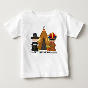 Thanksgivingen vallfärdar och den indiska tee shirt