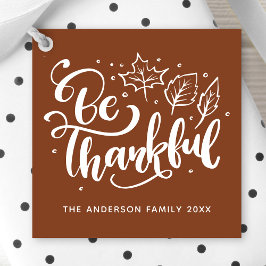 Thanksgivingen var vänlig och ta bort skript Brunt Gåvor Etiketter