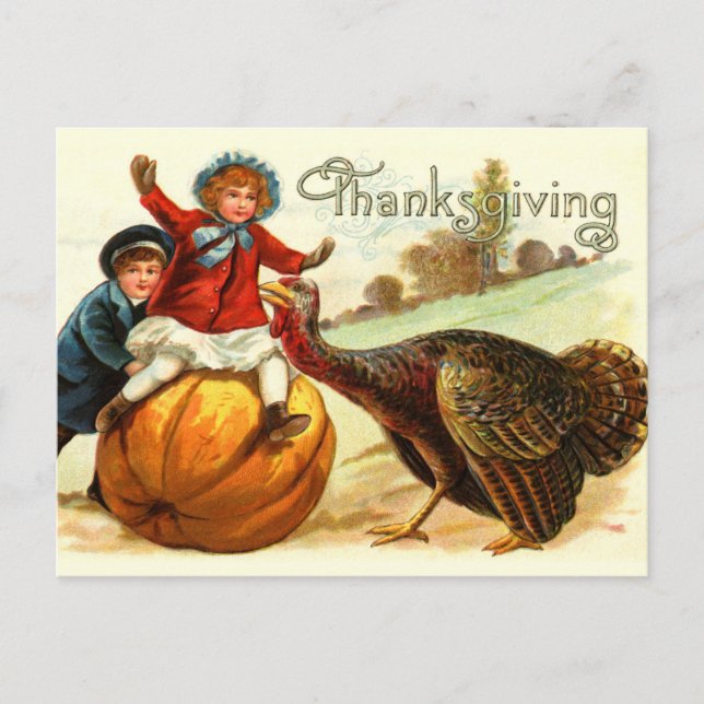 Thanksgivingen vintage Frolick Helg Vykort (Framsida)