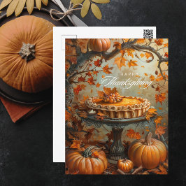 Thanksgivingen Watercolor Pumpkin Paj Höst löv Helg Vykort
