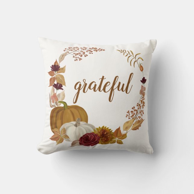 Thanksgivingen Watercolor Pumpkins Gratnice Boho Kudde (Framsida)