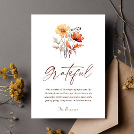 Thanksgivingen Wildblomma Fall Modern Elegant Julkort