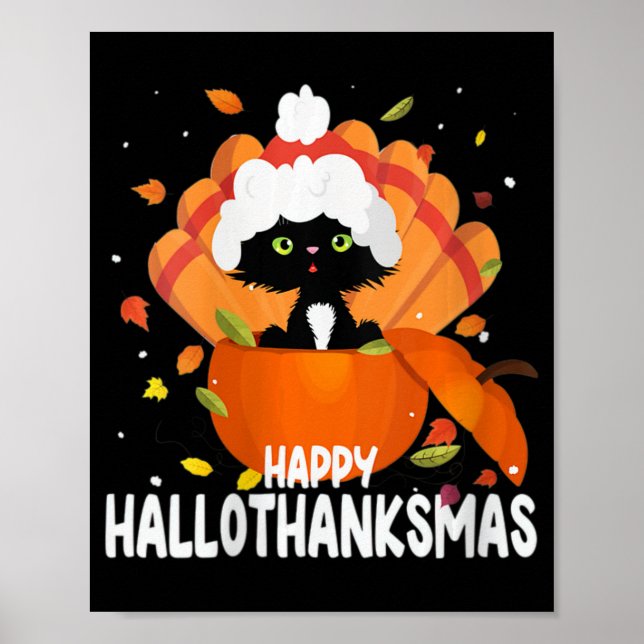 Thanksgivingen Womens Lycklig Hallothanksmas Hallo Poster (Framsidan)