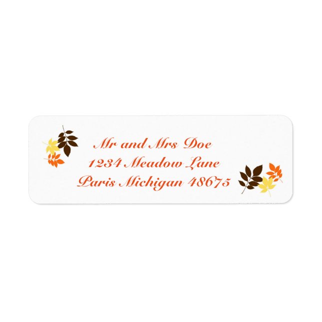 Thanksgivingens Adressetiketter/Löv Returadress Etikett (Framsidan)