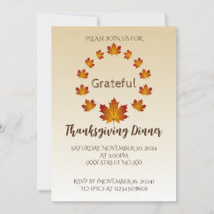 Thanksgivingens andningstacksamma enkla Löv Inbjudningar