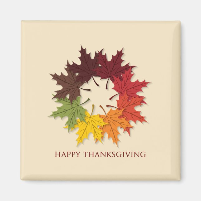 Thanksgivingens cirkel i löv magnet (Framsidan)