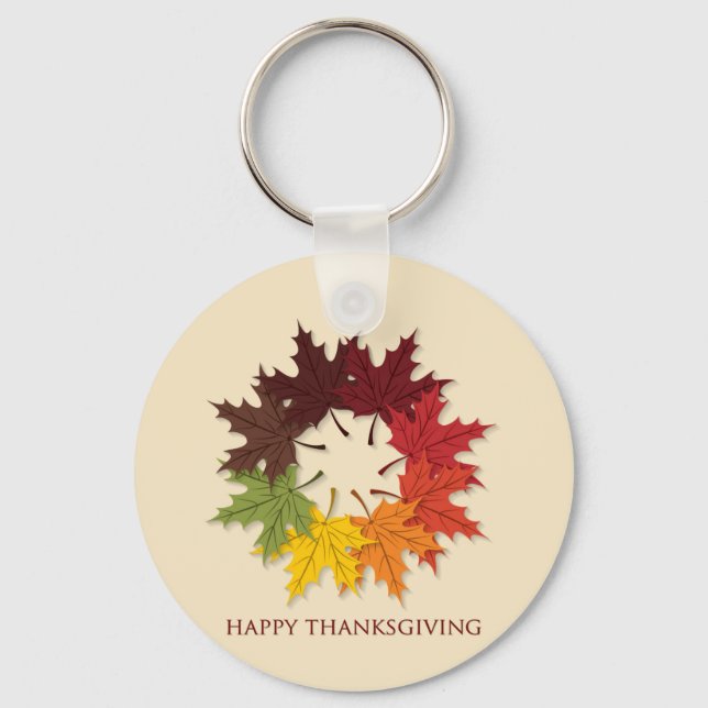 Thanksgivingens cirkel i löv nyckelring (Framsida)