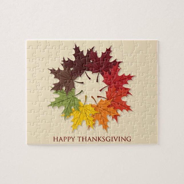 Thanksgivingens cirkel i löv pussel (Horisontell)