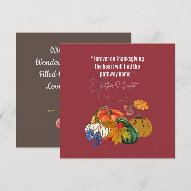 Thanksgivingens citat - Gråhet, glädje och lycka Inbjudningar (Fram/baksida)