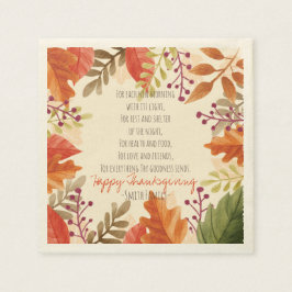 Thanksgivingens Dikt. Happy thanksgiving. Anpassni Pappersservett