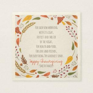 Thanksgivingens Dikt. Happy thanksgiving. Anpassni Pappersservett