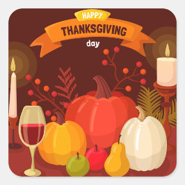 Thanksgivingens fästmärke fyrkantigt klistermärke