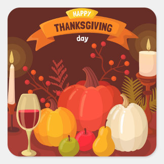 Thanksgivingens fästmärke fyrkantigt klistermärke