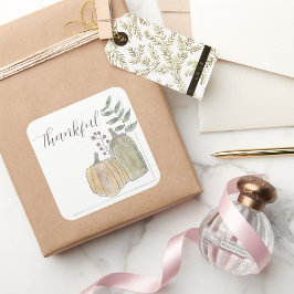 Thanksgivingens fästmärke | Kvadratisk | Tack Fyrkantigt Klistermärke